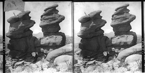 "The Twins", Garden of the Gods, and distant Pike's Peak, Colorado