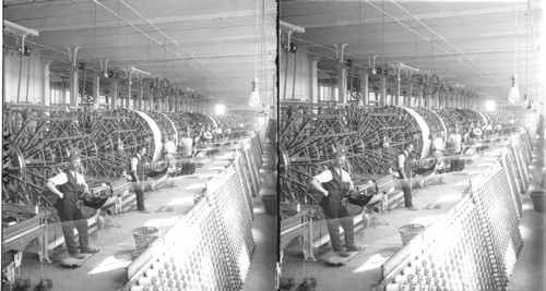 "Warping" - view in a great silk weaving plant, Paterson, N.J