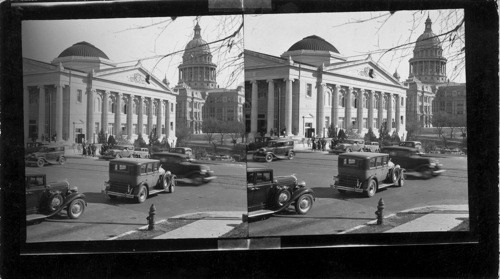 1st M.E. Church & Capital Bldg. on Sunday Morning, Austin, TX. E.L. Bowers