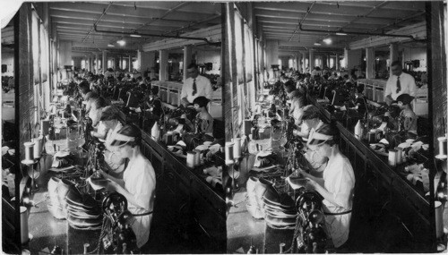 General View of stitching & fitting dept. in a large men shoes factory (Nettleton Shoe Co. Syracuse) Replaces # (41) 22190-) Dept. E.) Syracuse, N.Y