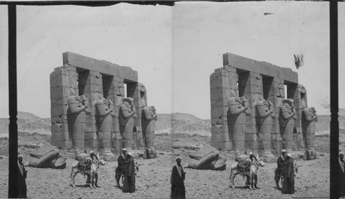 The Statues of Osiris, Rameseum, Egypt. Thebes