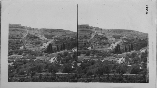 The Garden of Gethsemane and Mt. of Olives from Jerusalem, Palestine