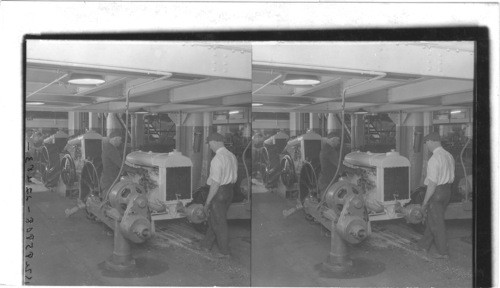 Tractors leaving Production Line or Assembly Line under their own power, Ford Motor Plant, Detroit, Mich