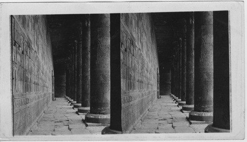 The Wonderfully carved Colonnade in the Temple of Horus at Edfou Looking North, Egypt
