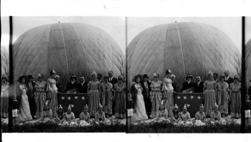 Replica of the old time preparation for the ascension of a balloon