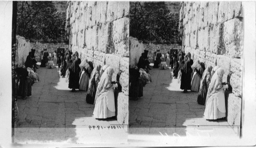 The Jews Wailing Place, outer wall of Solomon’s Temple, Jerusalem. Palestine