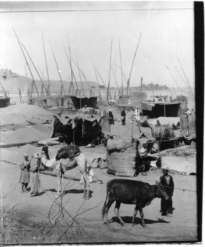 A grain market along the Nile, Egypt