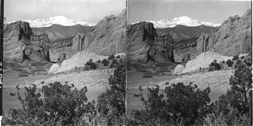 Gateway to the Garden of the Gods and stupendous Pike's Peak (14147 ft.)