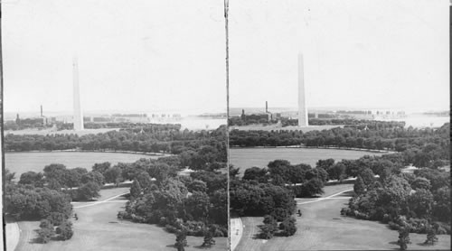 Down Potomac R. [river] from Washington [D.C.], Washington Monument at left