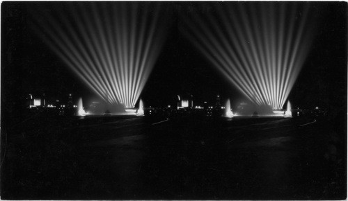 Fountain & Fair of Search lights in north Lagoon from 16th St