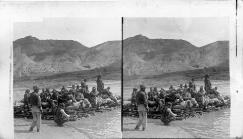 Typical Tigris River Craft (kelek) Daring Passengers from Diarbekr to Mosul. Mesopotamia. Asia