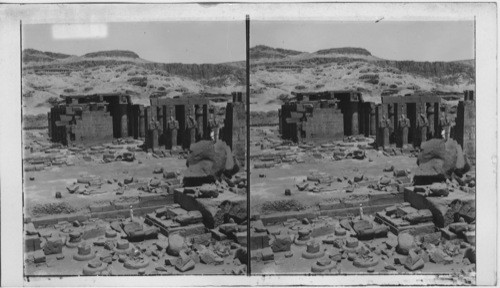 The Ramesseum Mortuary temple of Ramses II, N.W. to cliffs, Thebes, Egypt