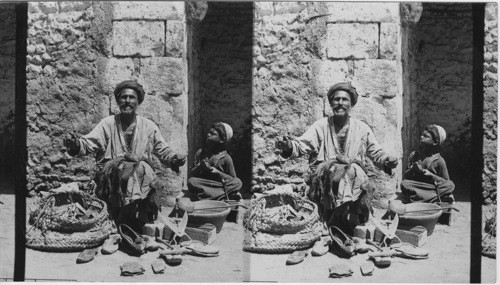 Arab shoemakers at work in the streets, Cairo, Egypt