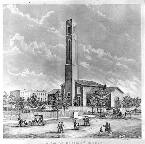 View of Pumping Works - 1853 - Chicago, Ill