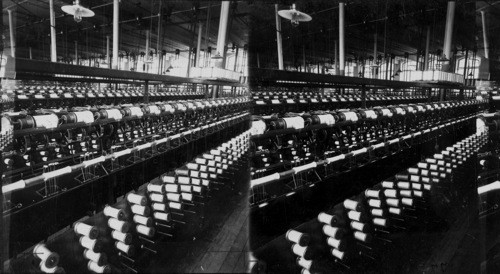 Doubling Machine for winding thread into as many ply as desired. Silk Industry, South Manchester, Conn