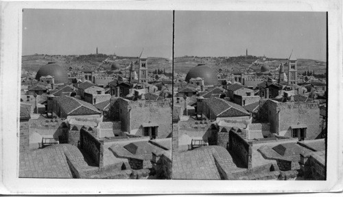 Jerusalem from Latin Hospice Showng Church of the Holy Sepulchre Mosque of Omar and Mt. of Oliver