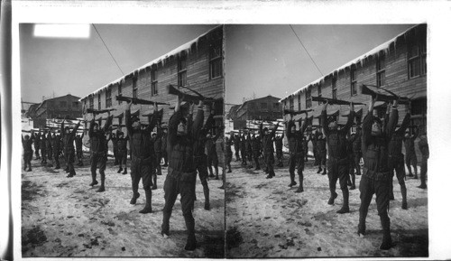 American Camp Scenes. Taking physical Training camp Devens