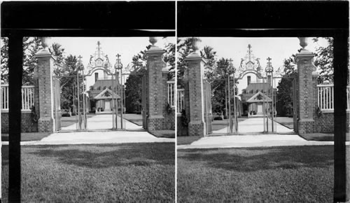 The Governor's Palace. The Gate of the Governor's Garden Entrance to the Ballroom in the Background, Williamsburg, VA