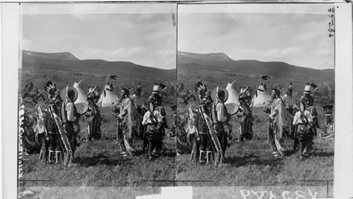 Chief Two-Guns-White-Calf and Companions in Medicine Lodge Ceremony, Glacier National Park, Mont