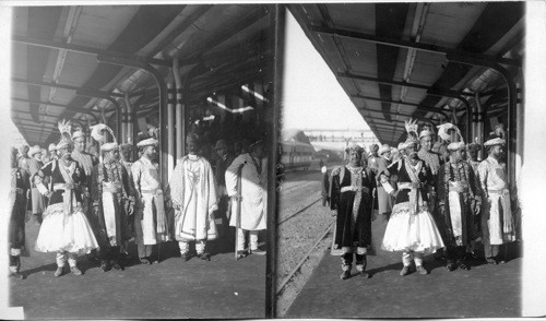 Cheifs awaiting arrival of T.R.H. at Railway station, Lucknow, India