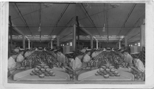 Labeling Cans of "Verafest Products" in Armours Packing Plant, Chicago