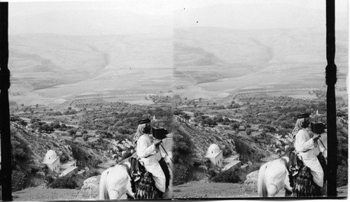 Over village of Hattin to Sofed. Palestine, Asia