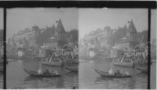 The Sitla and Munshi Ghats on the banks of the sacred Ganges at Benares, India