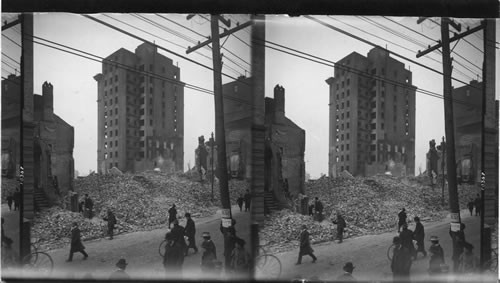 South across Lexington Street toward the ruined Union Trust Building, Baltimore Fire