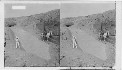 Ninety-two foot Obelisk still lying in the Quary at the first Cataract, Egypt