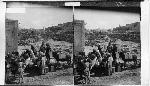 Gihor Cattle market and Jerusalem’s west wall. N. E. from the Bethlehem Road. Palestine