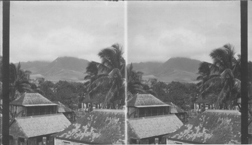 A portion of Basseterre, St. Kitts, and its beautiful mountain background