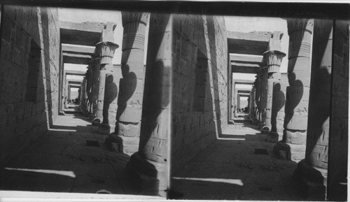 Looking through the West Colonnade, Temple of Isis. Philae, Egypt