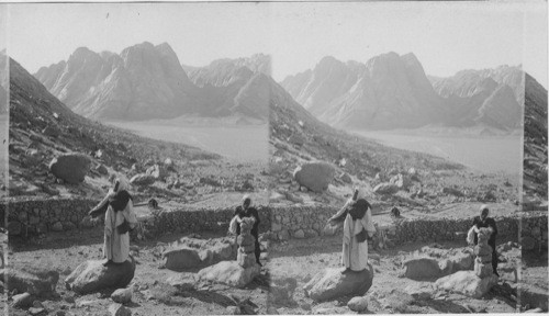 The Traditional Mt. Sinai (S.E.), Egypt towering above the Plain of Assembly, Egypt