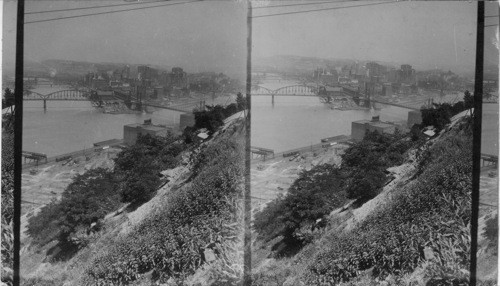 Confluence of the Allegheny and Monongahela Rivers. Pittsburgh, Penna