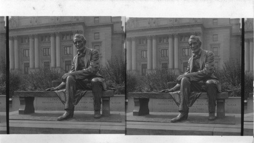 W. to court house, Lincoln Post Memorial, presented to his comrades, of Lincoln Post #11 department, N.J. G.A.R.by bequest of Amos Hoogland, Van Horne, Newark, N.J. Borglum