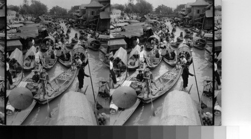 Market Boats, Siam. On a canal that flows into Me Nam River, Bangkok