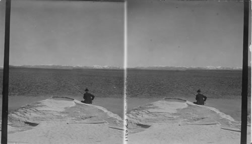 The Famous Fish Pot and Beautiful Yellowstone Lake. Yellowstone National Park. Wyo