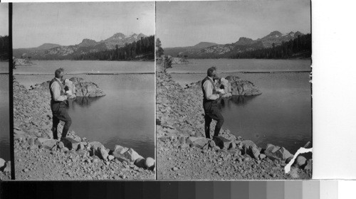 Looking East a little South over Twin Lakes to "Round Top Mountain" -Alpine County, on road to Silver Lake, Calif