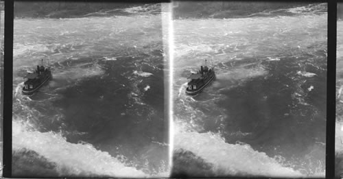 Whirlpool - Niagara Falls, N.Y. Steamer "Maid of the Mists" Entering the Foaming Water Below the Horseshoe Falls. Niagara Falls. N.Y