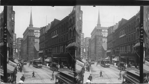 Washington St. and the Old South Meeting House, Boston, Mass