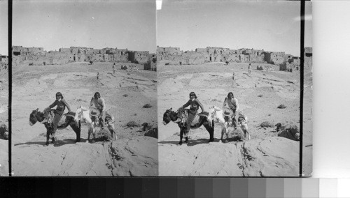 Indians riding Donkeys, Indian Reservation, Arizona