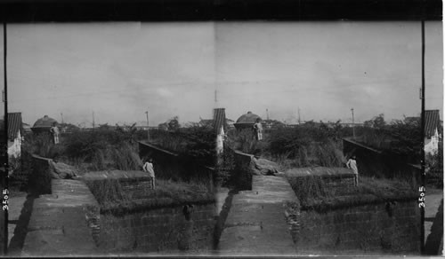 Where the weeds now flourish on fortifications of Manila. Philippine Islands