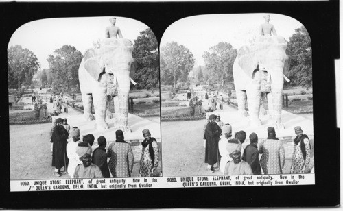 Inscribed on recto: 9060. UNIQUE STONE ELEPHANT, of great antiquity. Now in the QUEEN’S GARDENS, DELHI, INDIA. but originally from Gwalior