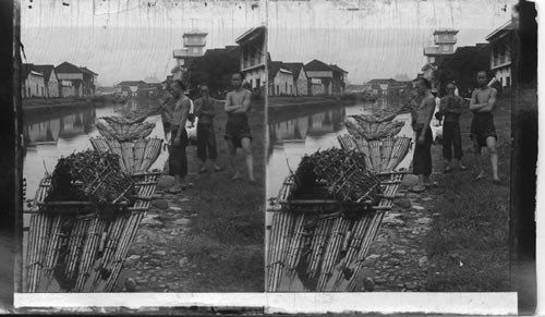 A Bamboo Float On Binondo Canal, Manila, P.I. A Bamboo Float