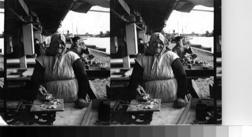 A Norwegian fish market woman. Fredrikstad. Norway