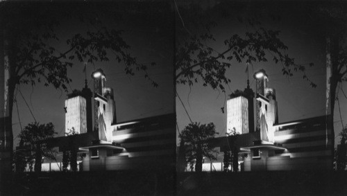 Hall of Science Tower by night