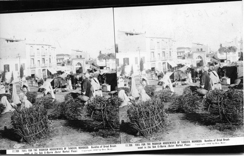 Inscribed in recto: 17,709. FUEL FOR THE MOORISH HOUSEWIVES OF TANGIER, MOROCCO. Bundles of Dried Brush-wood in the Sok El-Barra (Outer Market Place). Copyright 1912 by Geo. Rose