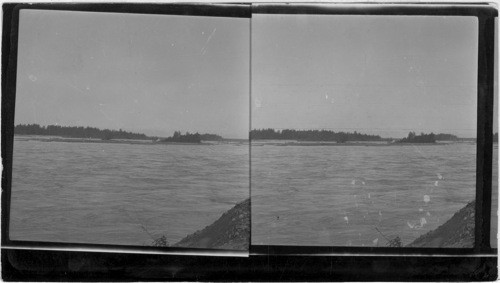 Talkutna river along the Alaska R.R. Mt. McKinley, Mt. Foraker & Mt. Russell in distance. Alaska