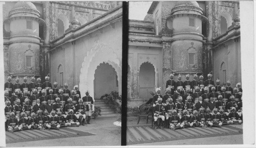 The Calvin Talkdars School Cadet Corps in front of their school - Lucknow (They formed Guard of Honor) India