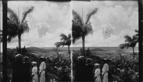 Natives Fascinated by the Fierce and Magnificent Sight of Volcanic Eruption, Gros Morne, Martinique. F.W.I